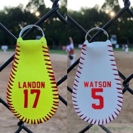 Personalized Leather Baseball/Softball KeyChain | CustomFeeling