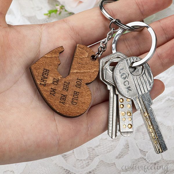 Personalised Wood Keychain Valentine's Day Gift