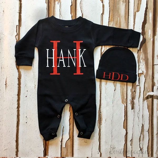 Personalized Baby Boy Black Coming Home Set