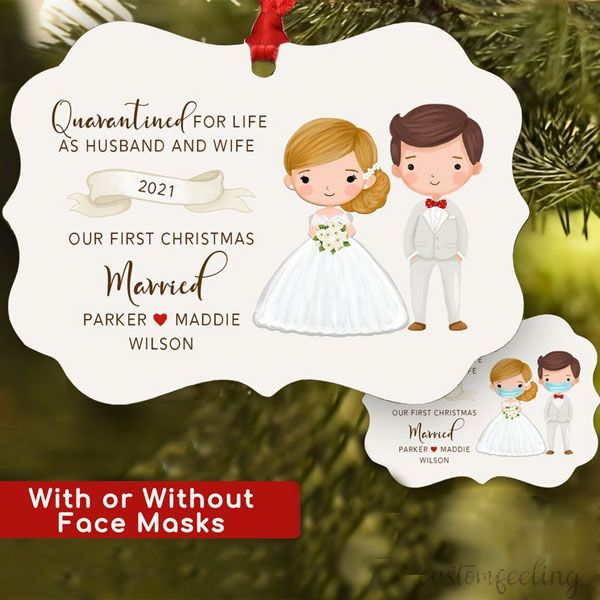 Bride Groom Our First Christmas Personalized Ornament 2021