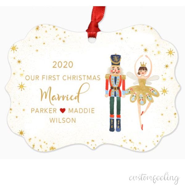 Bride Groom Our First Christmas Nutcracker Personalized Ornament