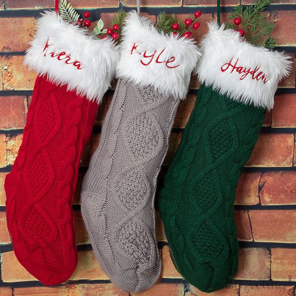 Cozy Cable Knit Personalized Christmas Stocking