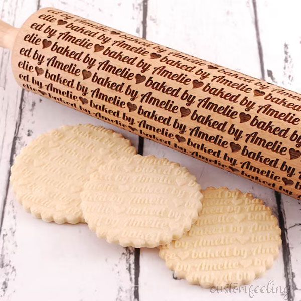 Personalized Lazer Engraved Embossing Rolling Pin For Homemade Cookies