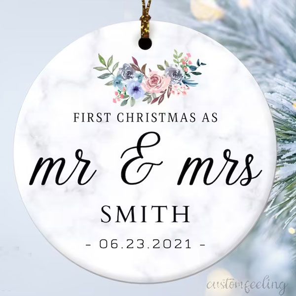 First Christmas Married as Mr and Mrs Ornament