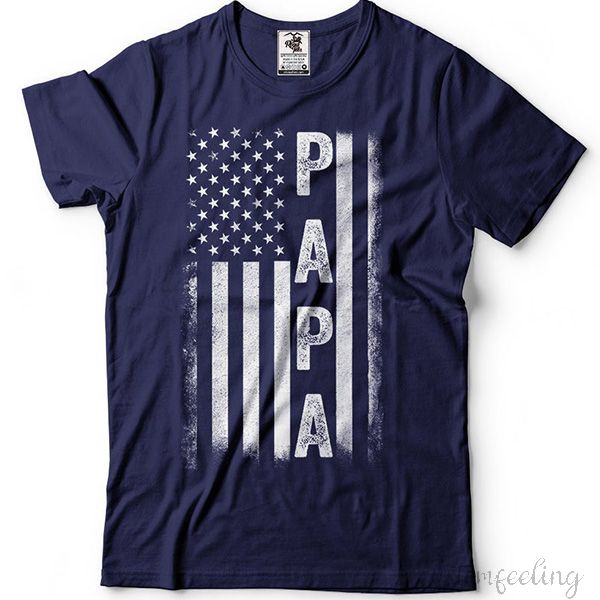 Papa T-Shirt American Flag US For Dad