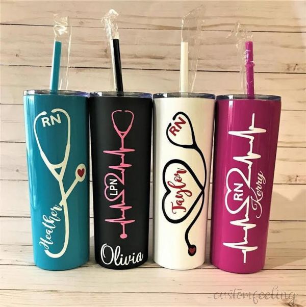 Personalized For Nurse 20oz Tumbler With Straw