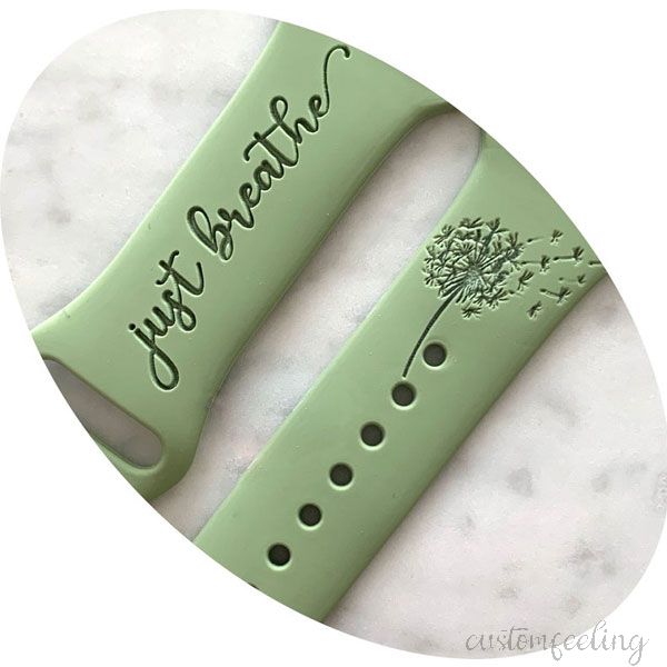 Just Breathe Dandelion Engraved Watch Strap For Apple Watch