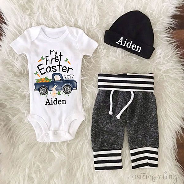 Personalized Baby Easter Bunny Truck Going Home Outfit