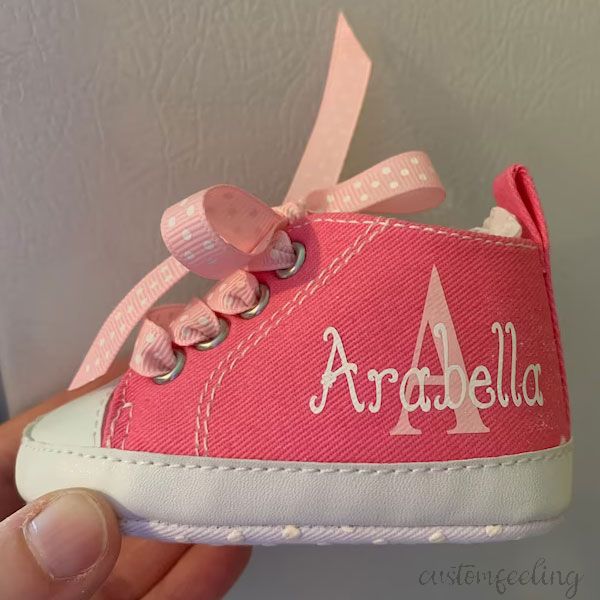 Personalized Pink Infant Girl Shoes Baby Gift