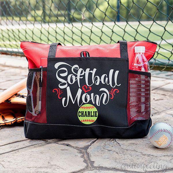 Personalized Baseball Or Softball Mom Tote Bag