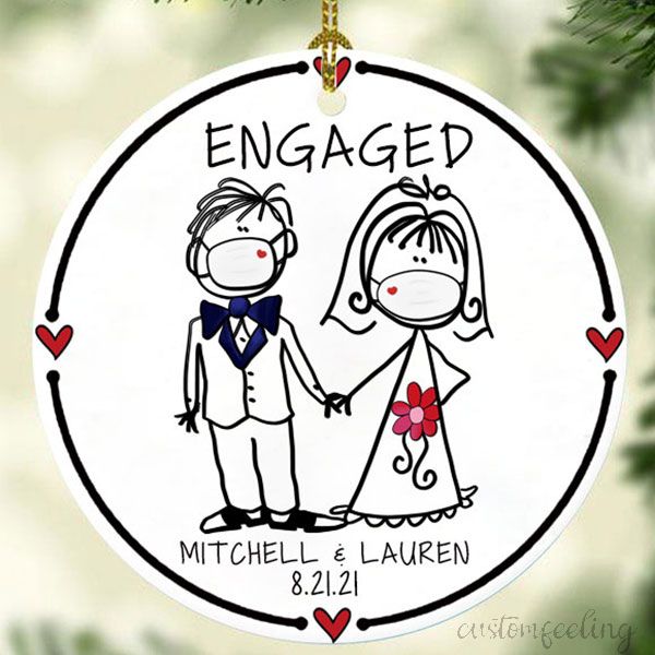 Personalized Married/Engaged Christmas Wedding Ornament