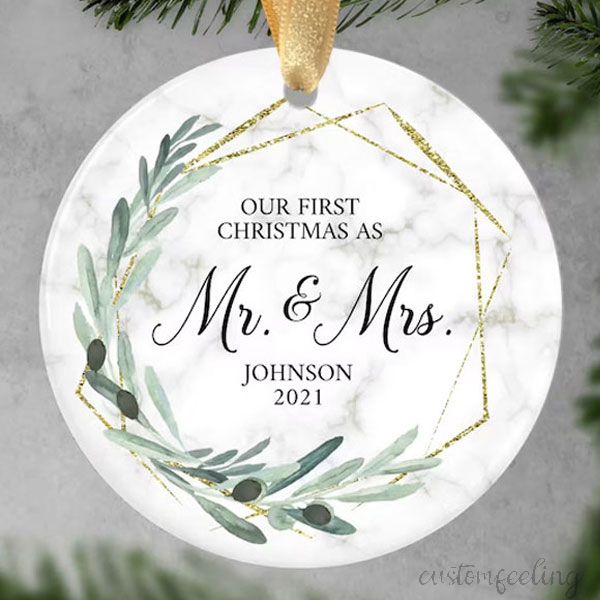Personalized Mr and Mrs Christmas Ornaments
