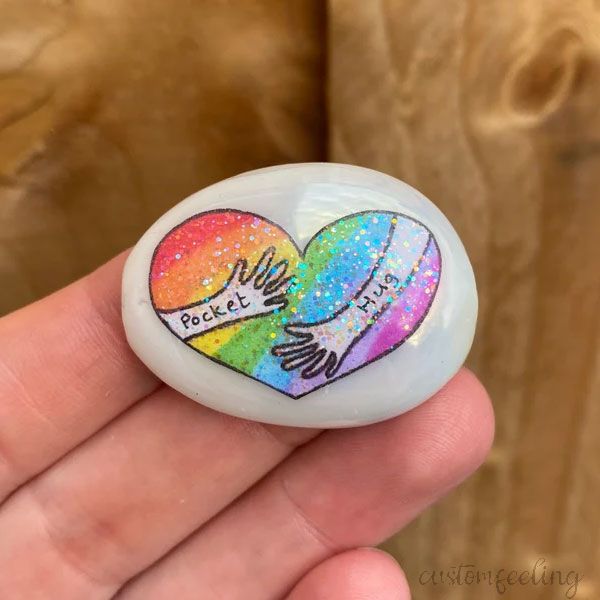 Personalized Heart Pocket Hug Stone Keepsake
