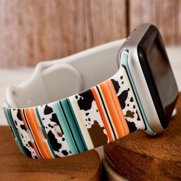 Western Style Leopard Cow Print Silicone Watch Band