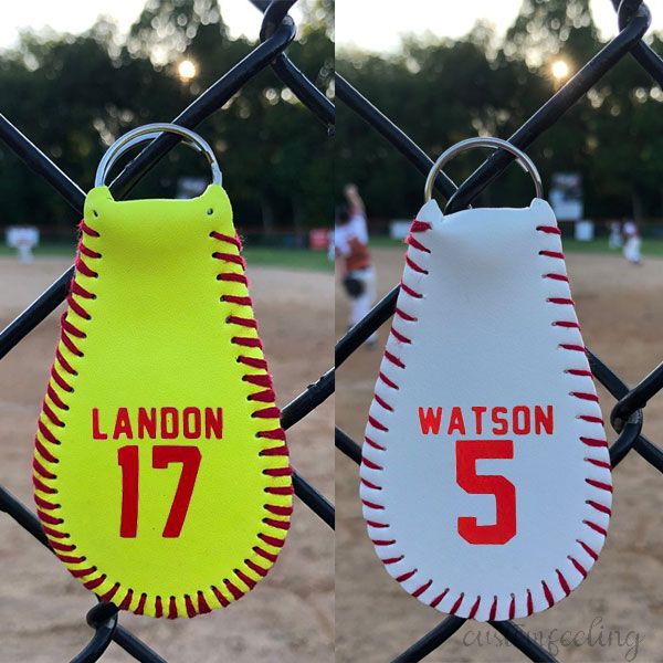 Personalized Leather Baseball/Softball KeyChain