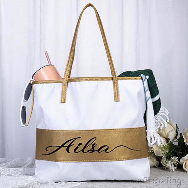 Personalized Bridesmaid Rose Gold Tote Bag