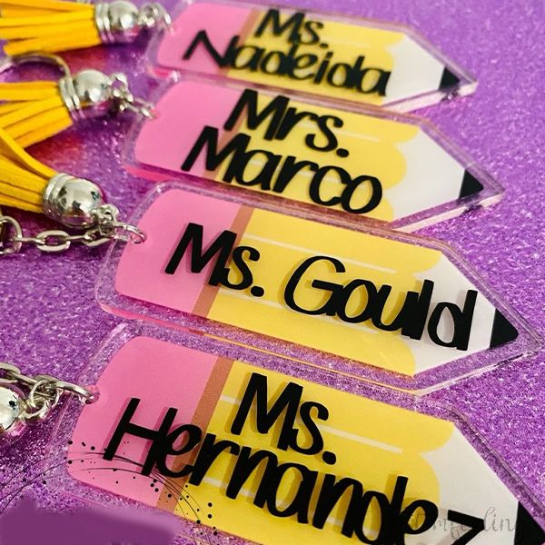 Personalized Teacher Pencil Keychains 