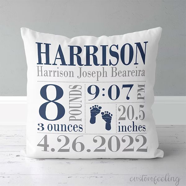 Personalized Baby Birth Announcement Pillow