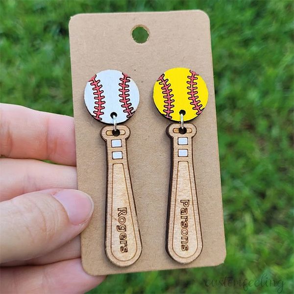 Personalized Baseball Or Softball Mom Earrings