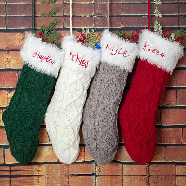 Cozy Cable Knit Personalized Christmas Stocking