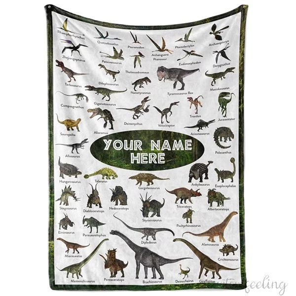 Personalized Dinosaur Blanket for Kids Gift