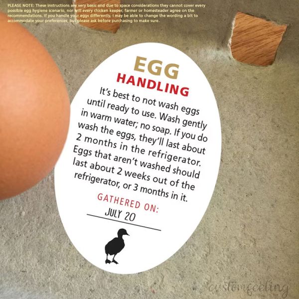 Egg Washing Instruction Stickers Backyard Ducks Chickens