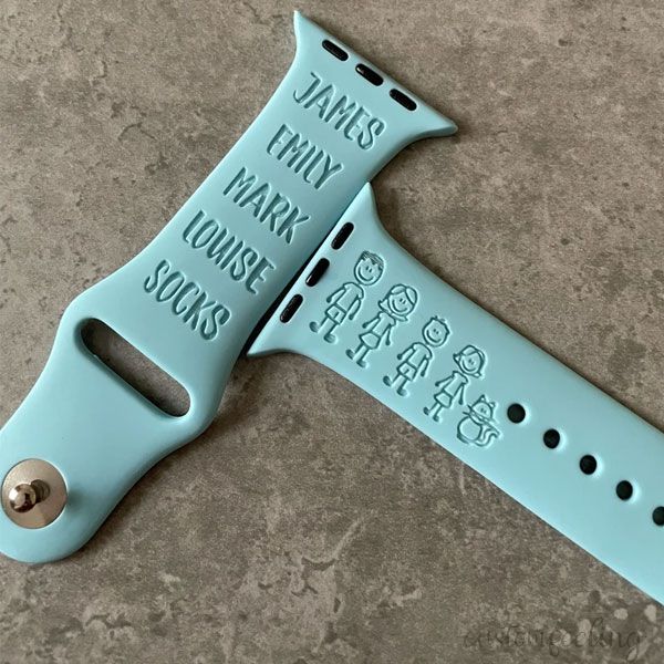 Engraved Stick Figure Family Watch Band For Apple Watch 