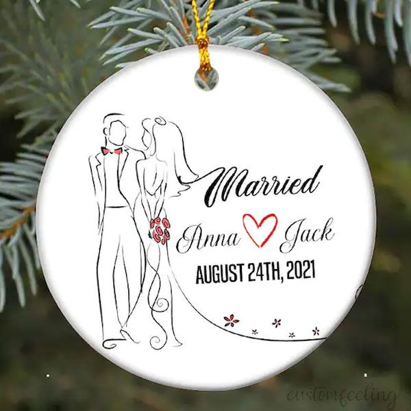 Personalized  Couples Ornament Newlywed Gift