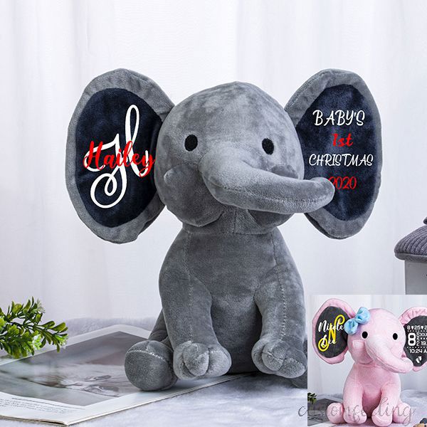 Custom Baby's First Christmas Elephant Doll