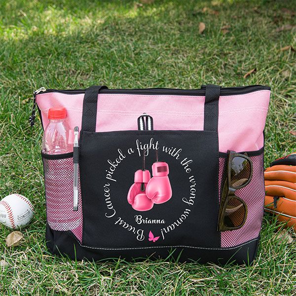 Personalized Breast Cancer Printed Tote Bag