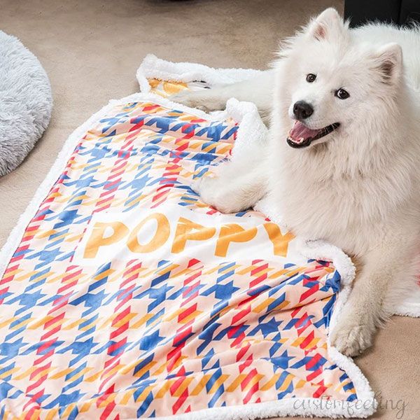 Personalized Dog Blanket with Paw Prints