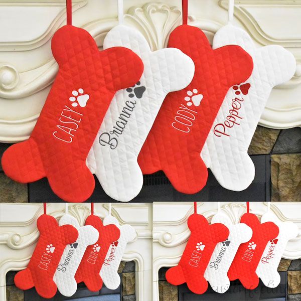 Personalized Dog Bone Christmas Stocking 