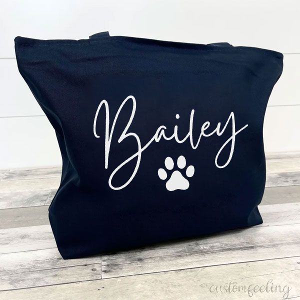 Personalized Dog Tote Bag Paw Print Tote Bag
