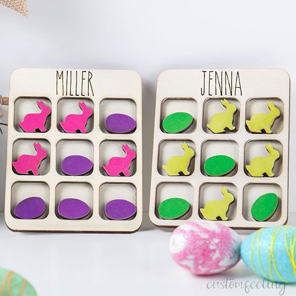 Personalized Easter Tic Tac Toe Bunny and Eggs