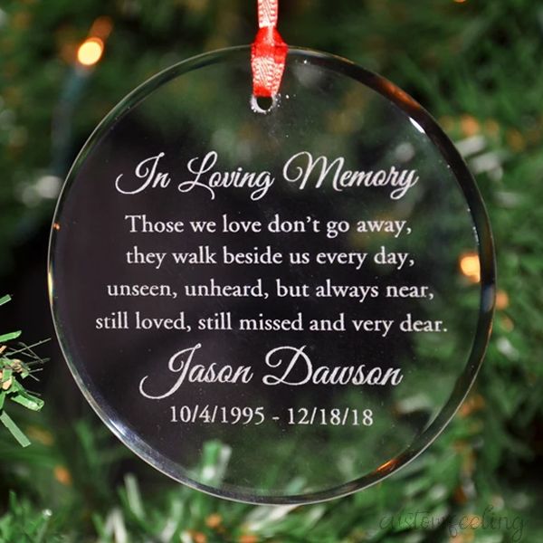 Personalized Engraved Memorial Crystal Christmas Ornament