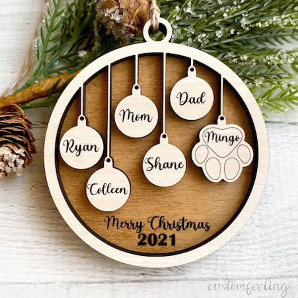 Personalized Family and Pet Christmas Ornament