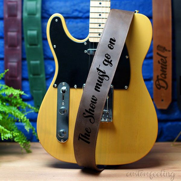 Personalized Guitar Leather Strap Guitar Player Gift