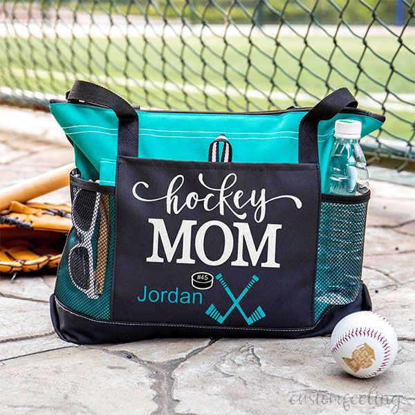 Custom Hockey Mom Tote Sports Bag With Zipper 