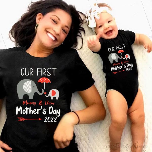 personalized matching our first mother's day together shirt