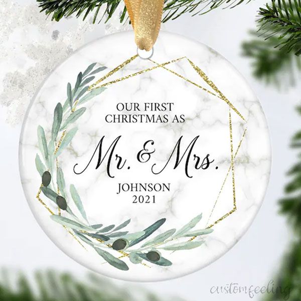 Personalized Mr and Mrs Christmas Ornaments