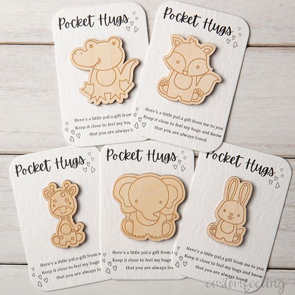 Personalized Pocket Hugs Wooden Hug Token