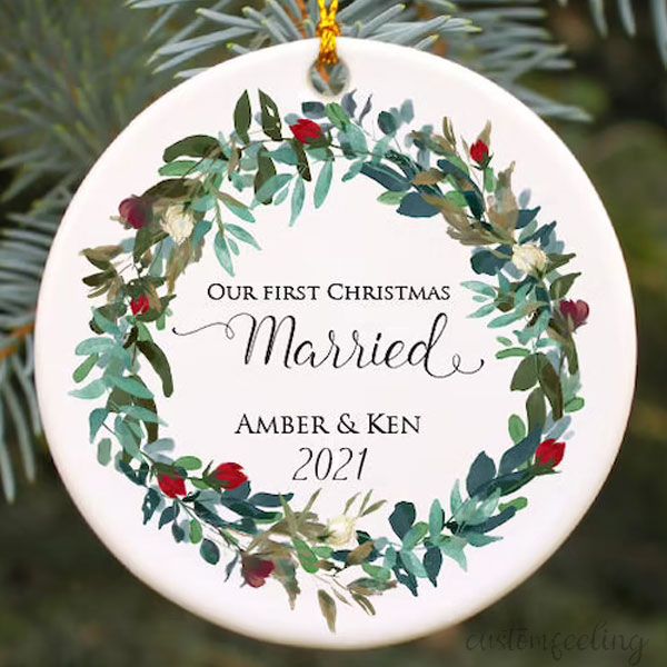 Personalized Our First Christmas Wedding Ornament