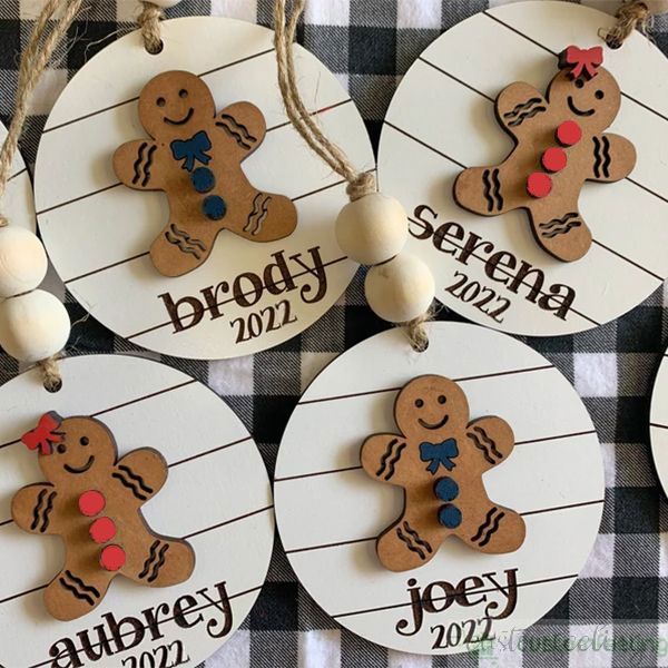 Personalized Wood Engraved Gingerbread Ornament For Kids