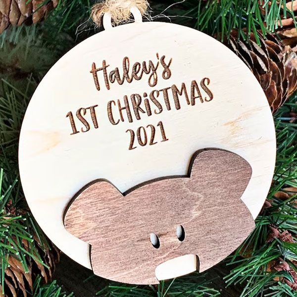 Wooden Baby's First Christmas Ornament 