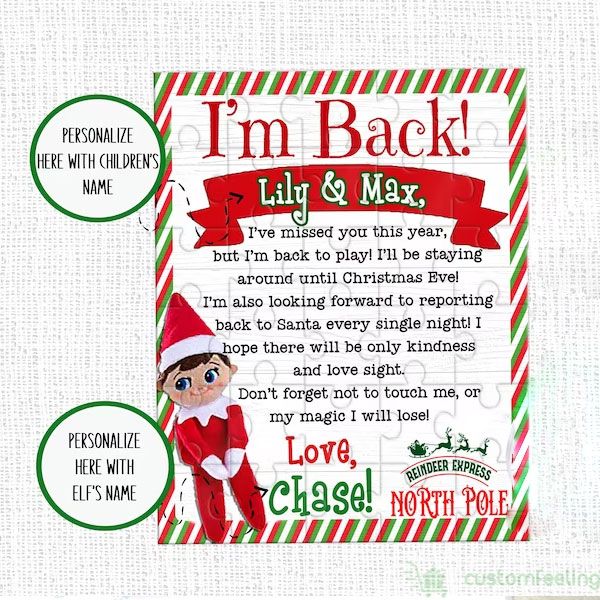 Elf Arrival Puzzle Fun Elf Arrival Ideas CustomFeeling