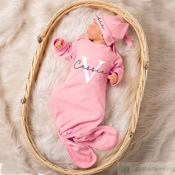 Personalized Newborn Knotted Gown With Name